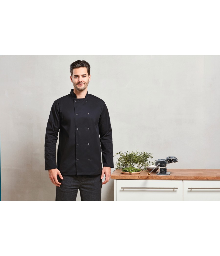 Veste de cuisine manches longues à boutons pression