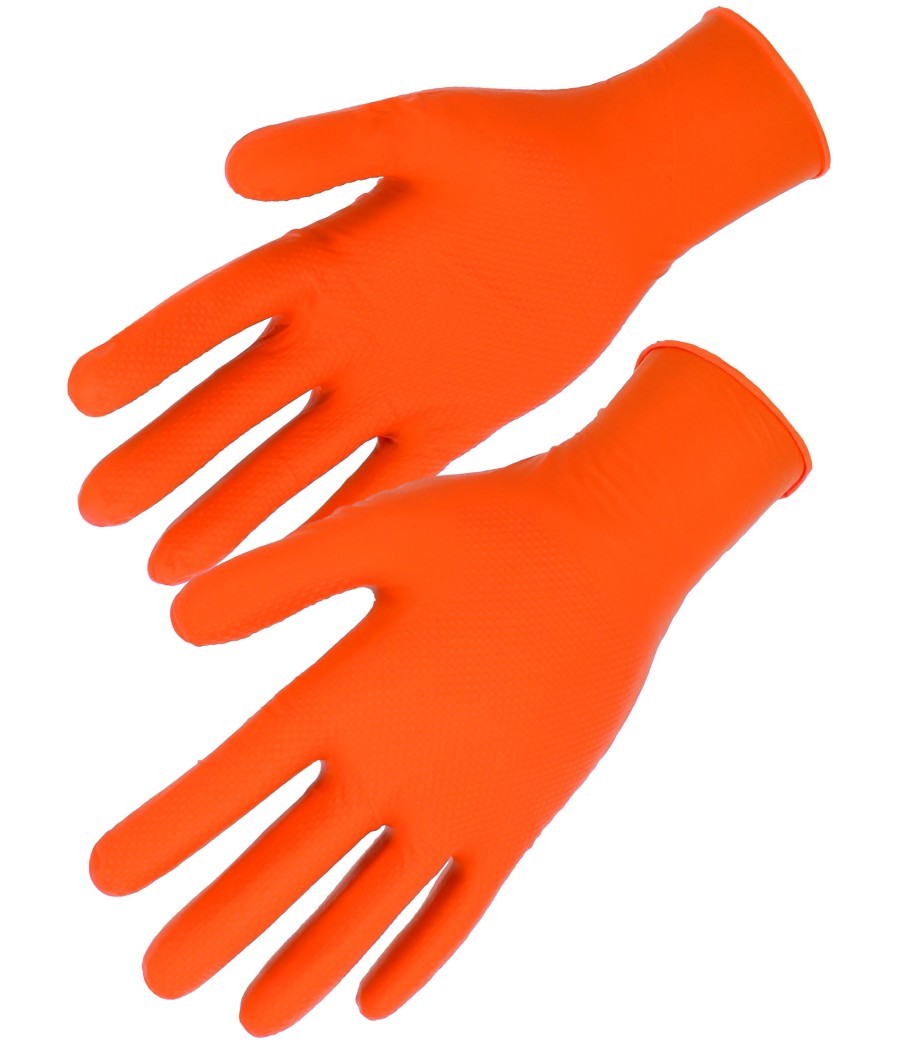 100 GANTS NITRILE ORANGE S-XL
