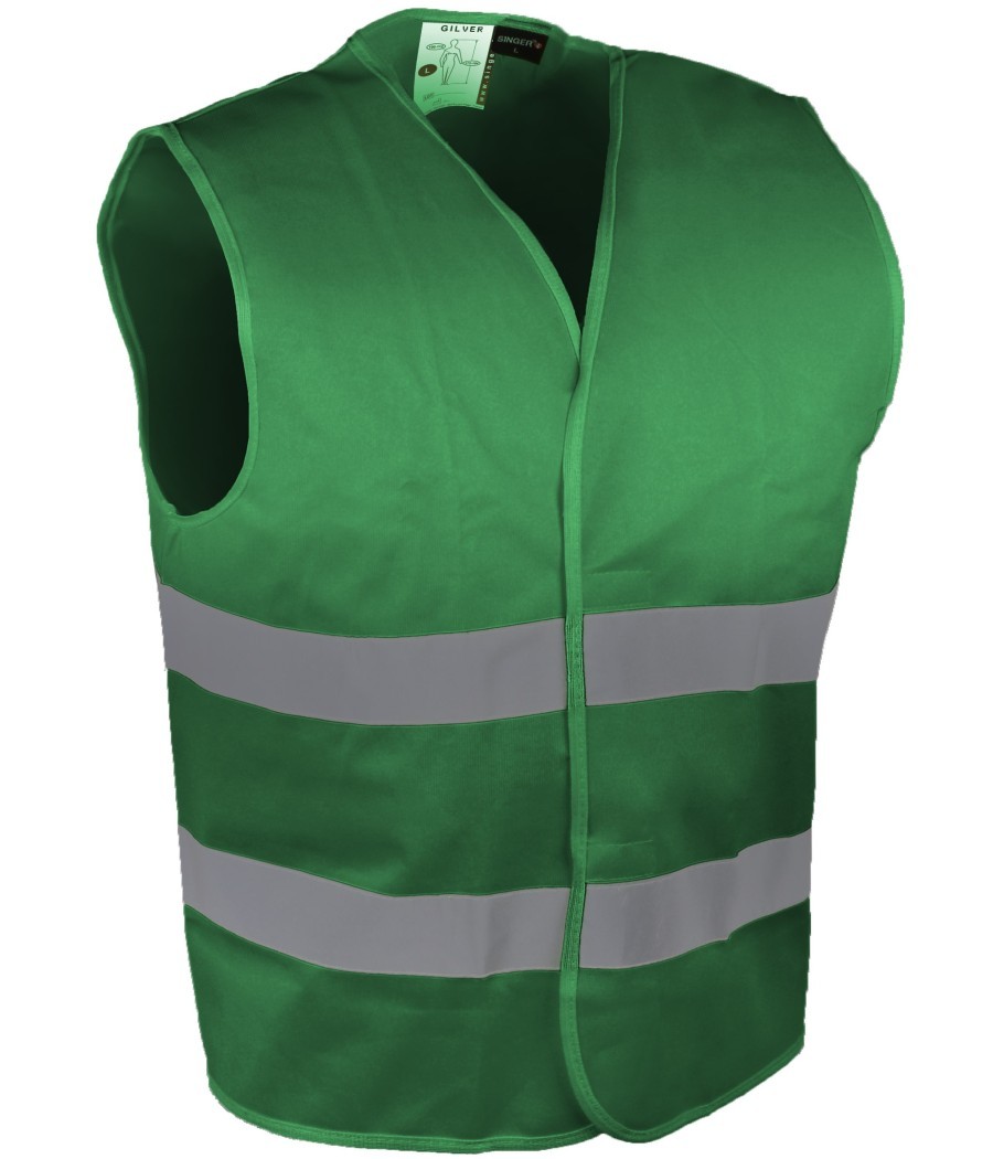 GILET VERT 2 BANDES HV L-2XL