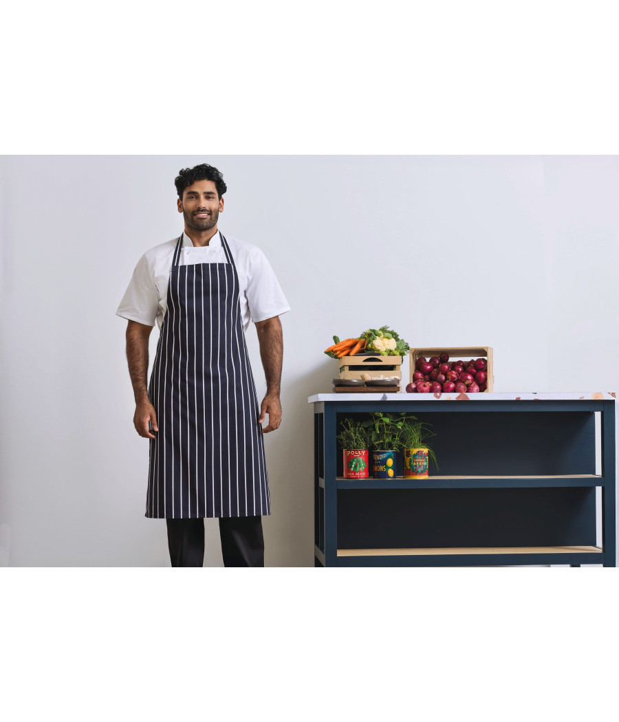 Tablier à bavette rayé