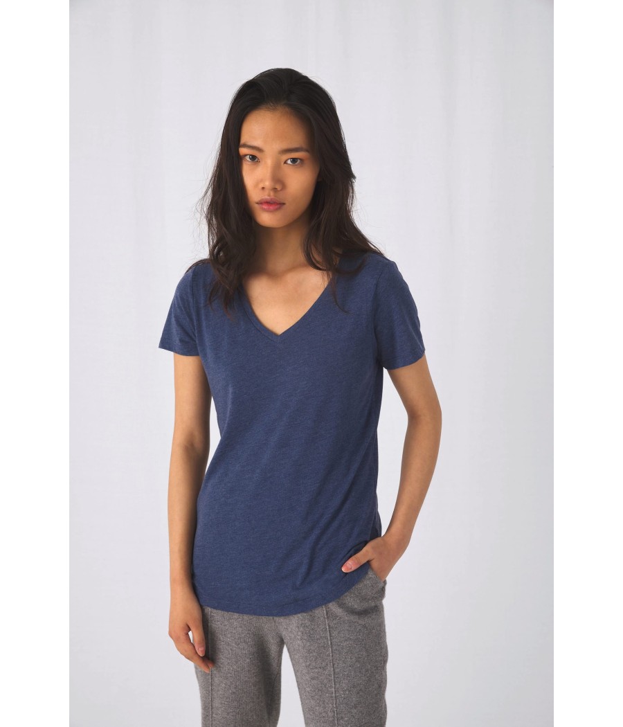T-shirt Triblend col V Femme