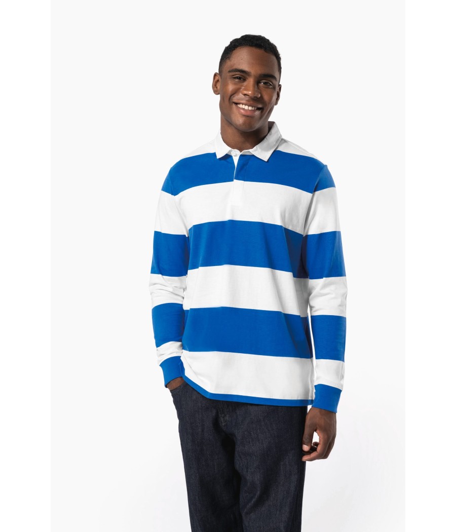 Polo rugby rayé manches longues unisexe