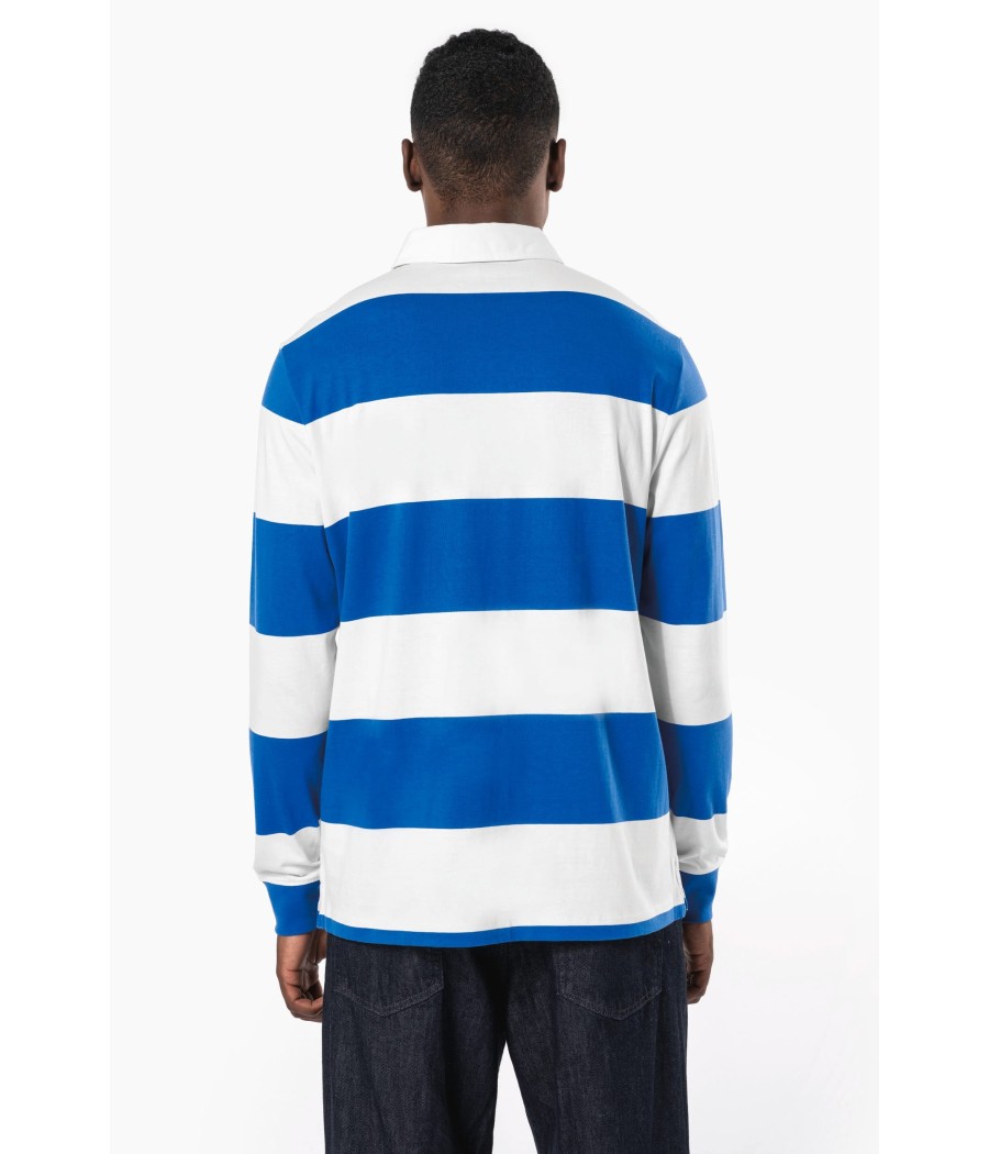 Polo rugby rayé manches longues unisexe