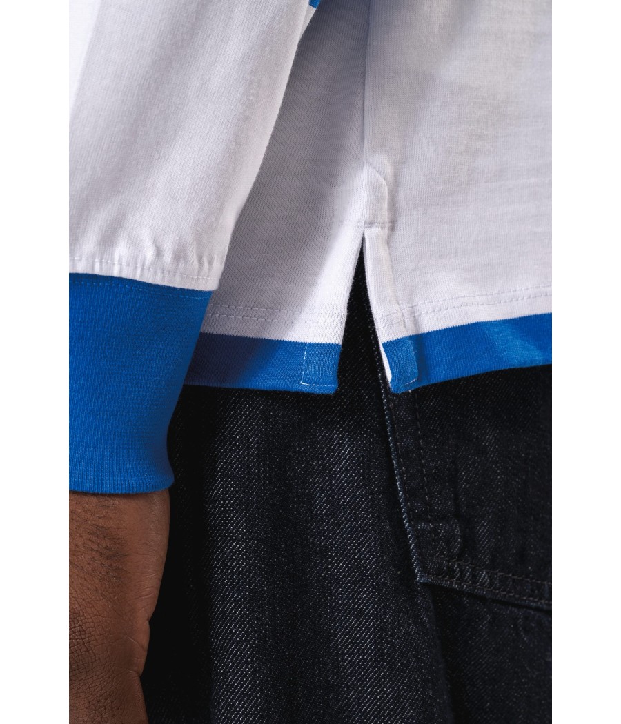 Polo rugby rayé manches longues unisexe