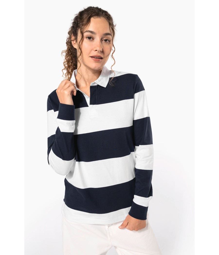 Polo rugby rayé manches longues unisexe