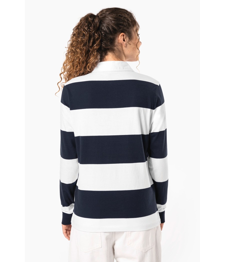 Polo rugby rayé manches longues unisexe