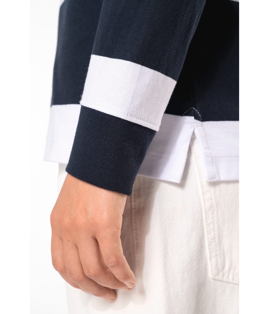 Polo rugby rayé manches longues unisexe