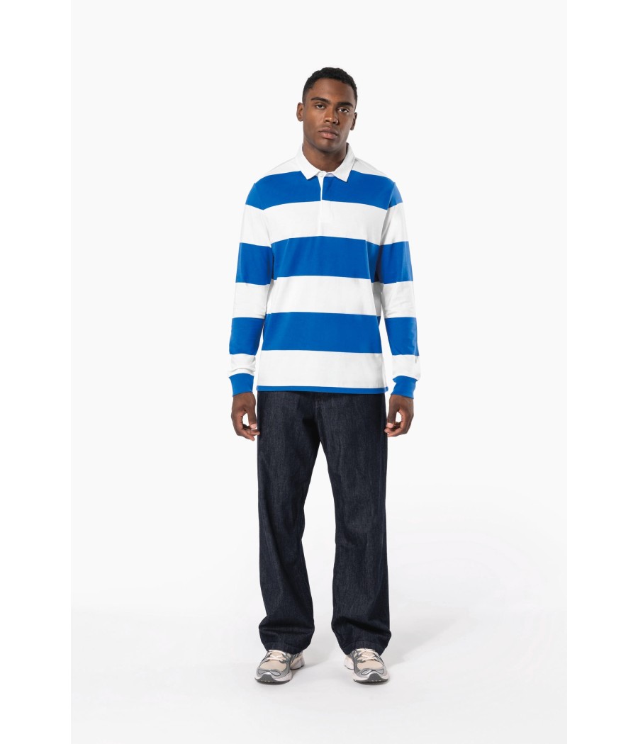 Polo rugby rayé manches longues unisexe