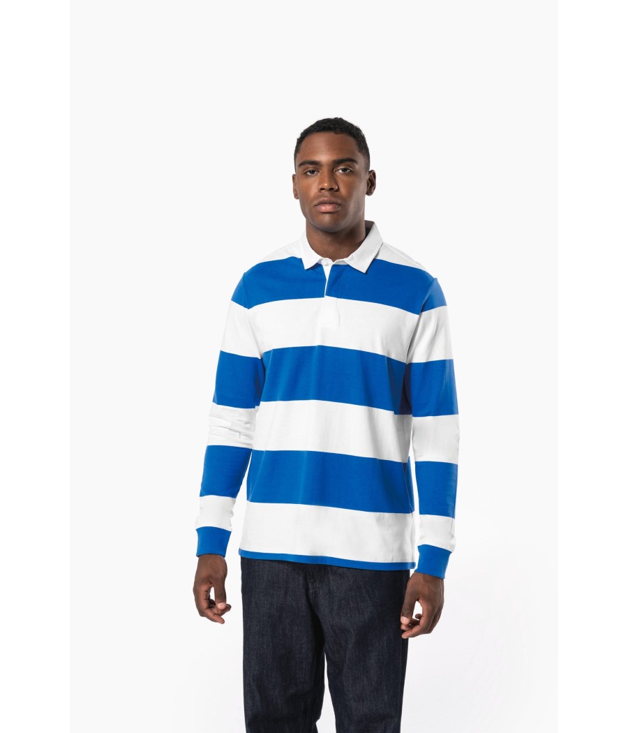 Polo rugby rayé manches longues unisexe
