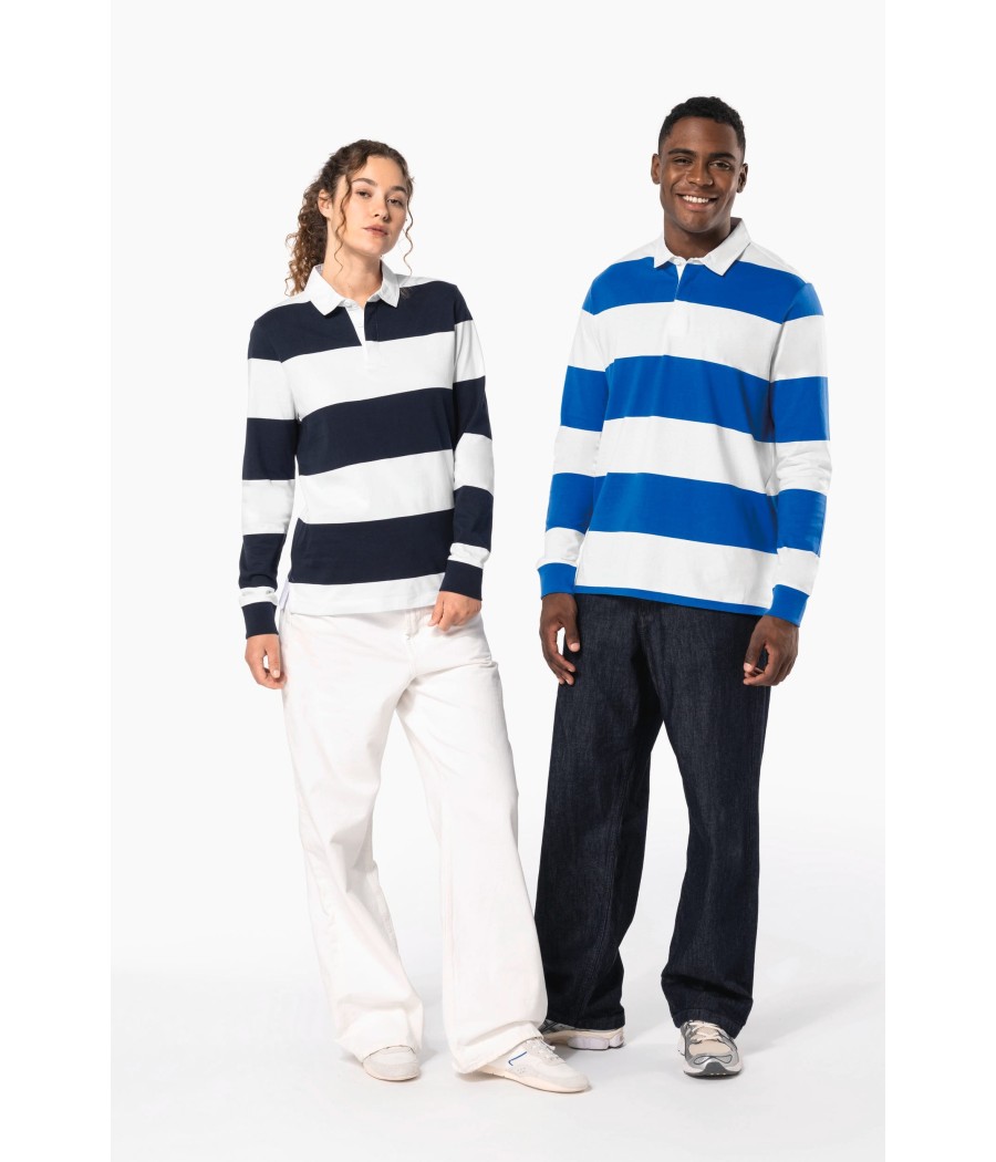 Polo rugby rayé manches longues unisexe