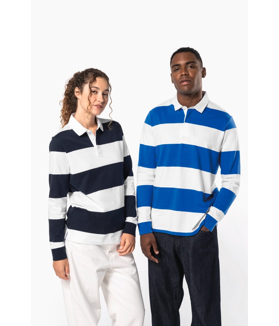 Polo rugby rayé manches longues unisexe