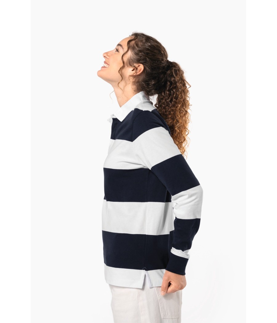 Polo rugby rayé manches longues unisexe