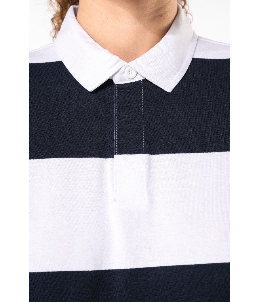 Polo rugby rayé manches longues unisexe