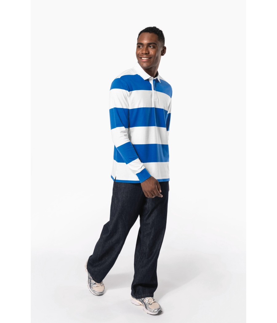 Polo rugby rayé manches longues unisexe