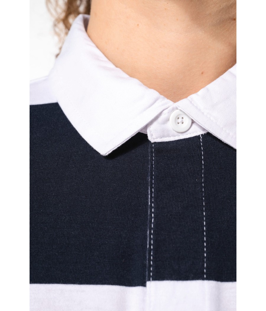 Polo rugby rayé manches longues unisexe