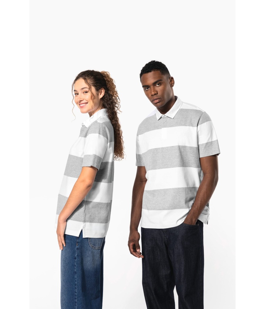 Polo rugby rayé manches courtes unisexe