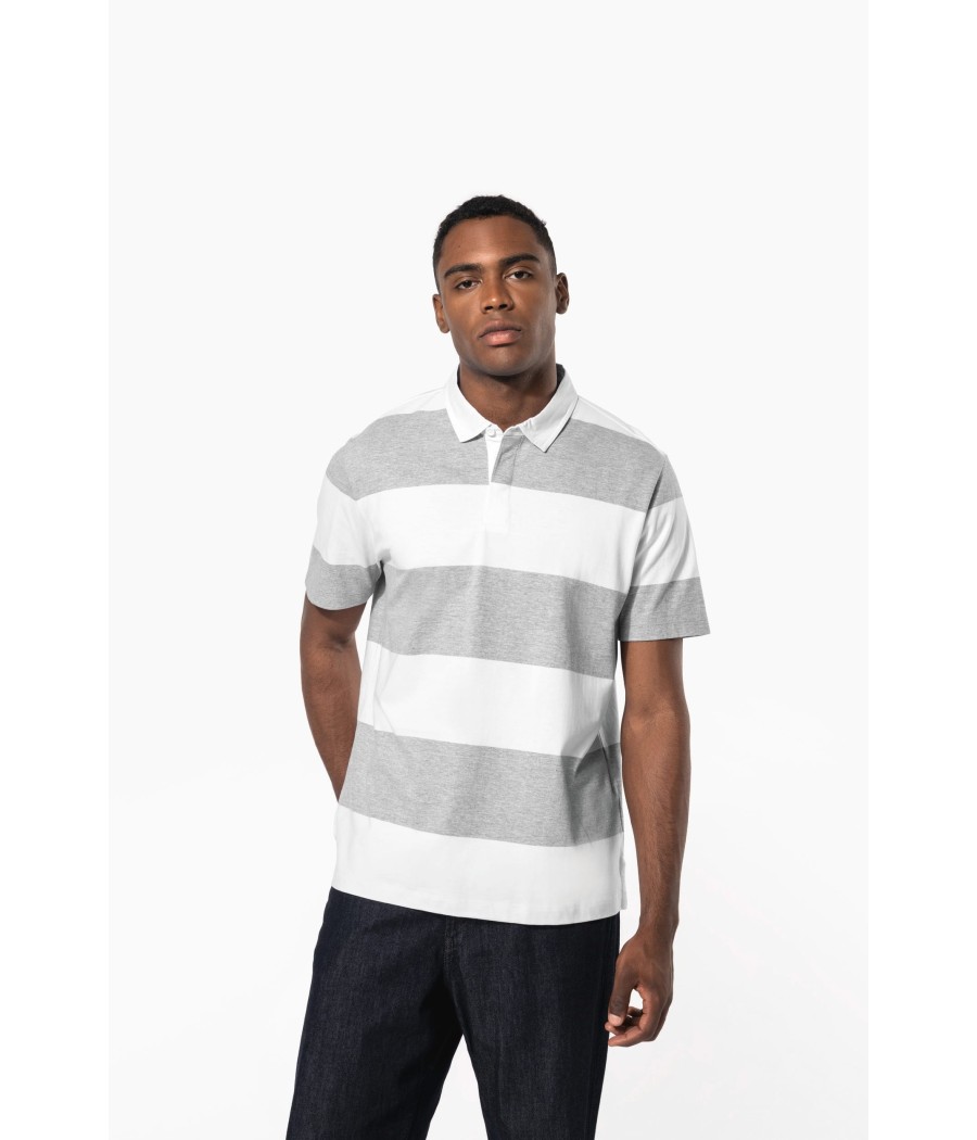 Polo rugby rayé manches courtes unisexe