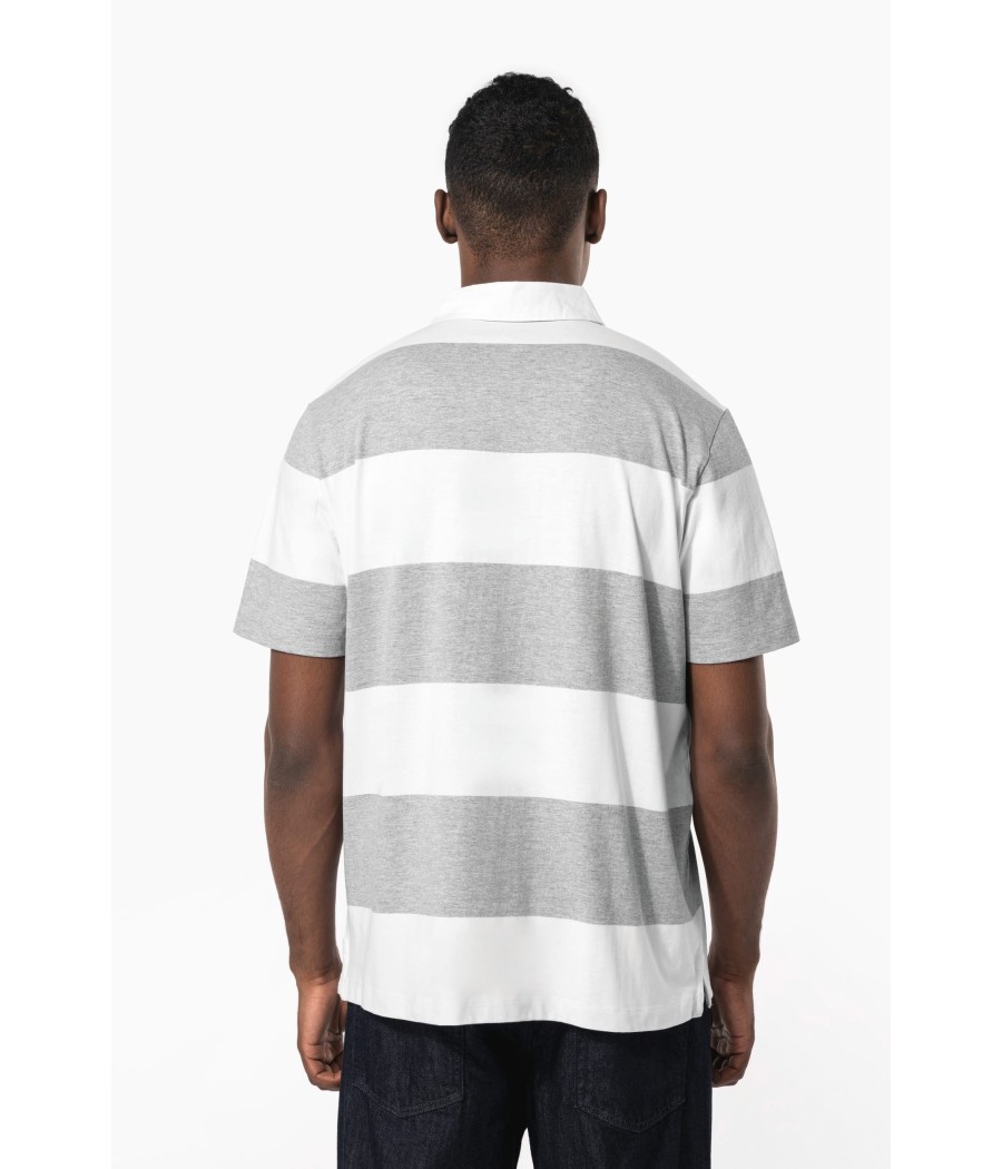 Polo rugby rayé manches courtes unisexe