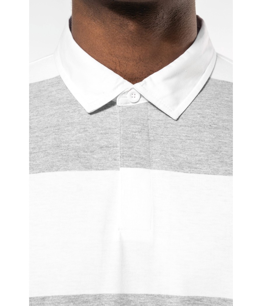 Polo rugby rayé manches courtes unisexe