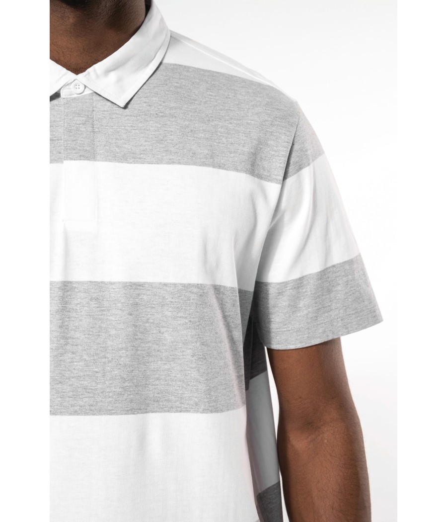 Polo rugby rayé manches courtes unisexe