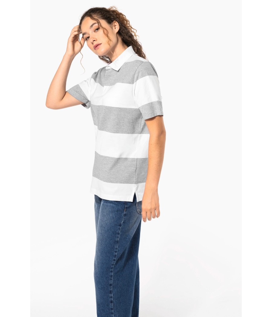 Polo rugby rayé manches courtes unisexe