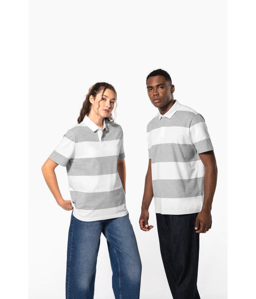 Polo rugby rayé manches courtes unisexe