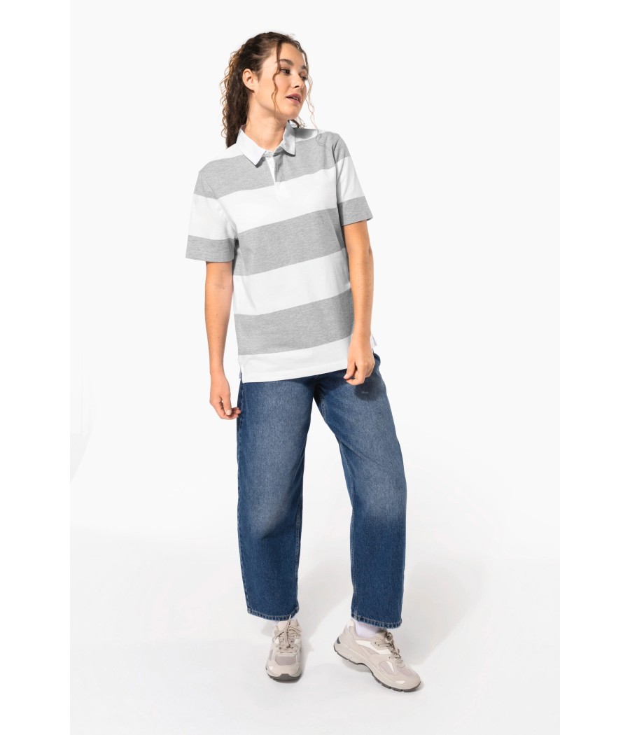 Polo rugby rayé manches courtes unisexe