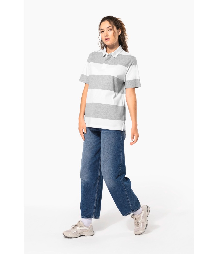 Polo rugby rayé manches courtes unisexe