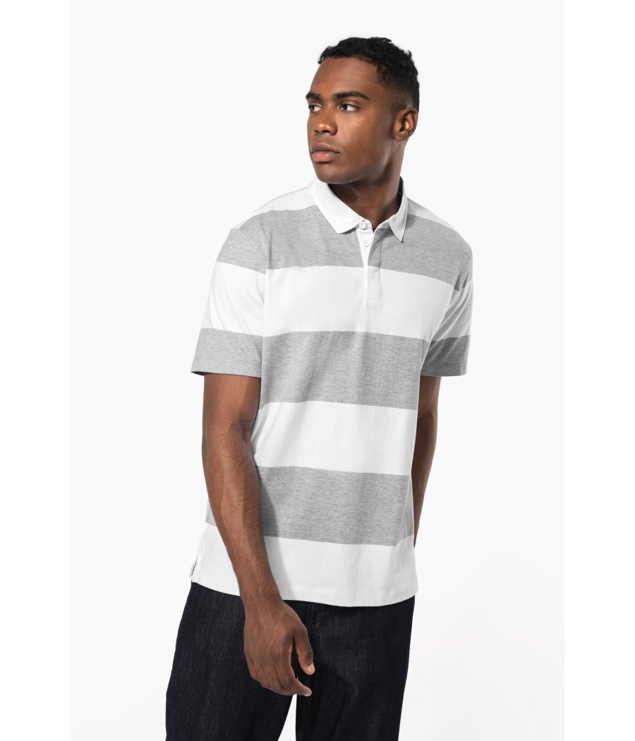 Polo rugby rayé manches courtes unisexe