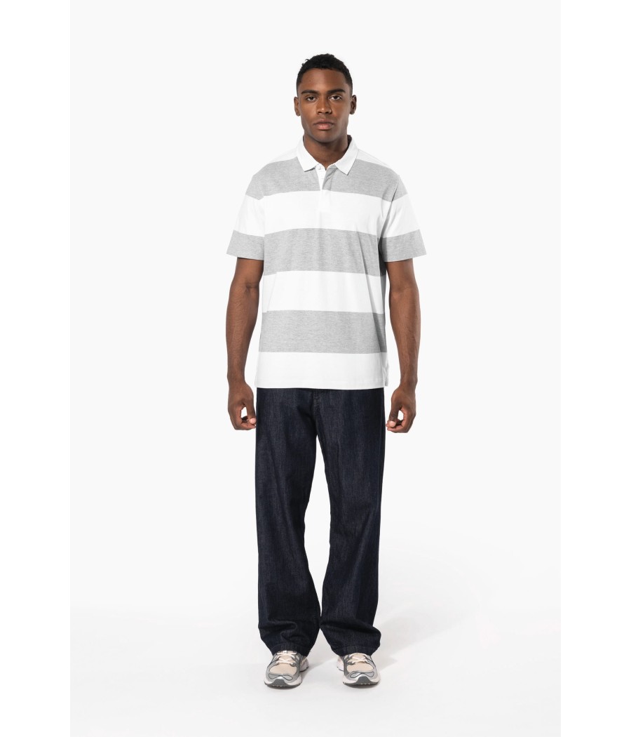 Polo rugby rayé manches courtes unisexe