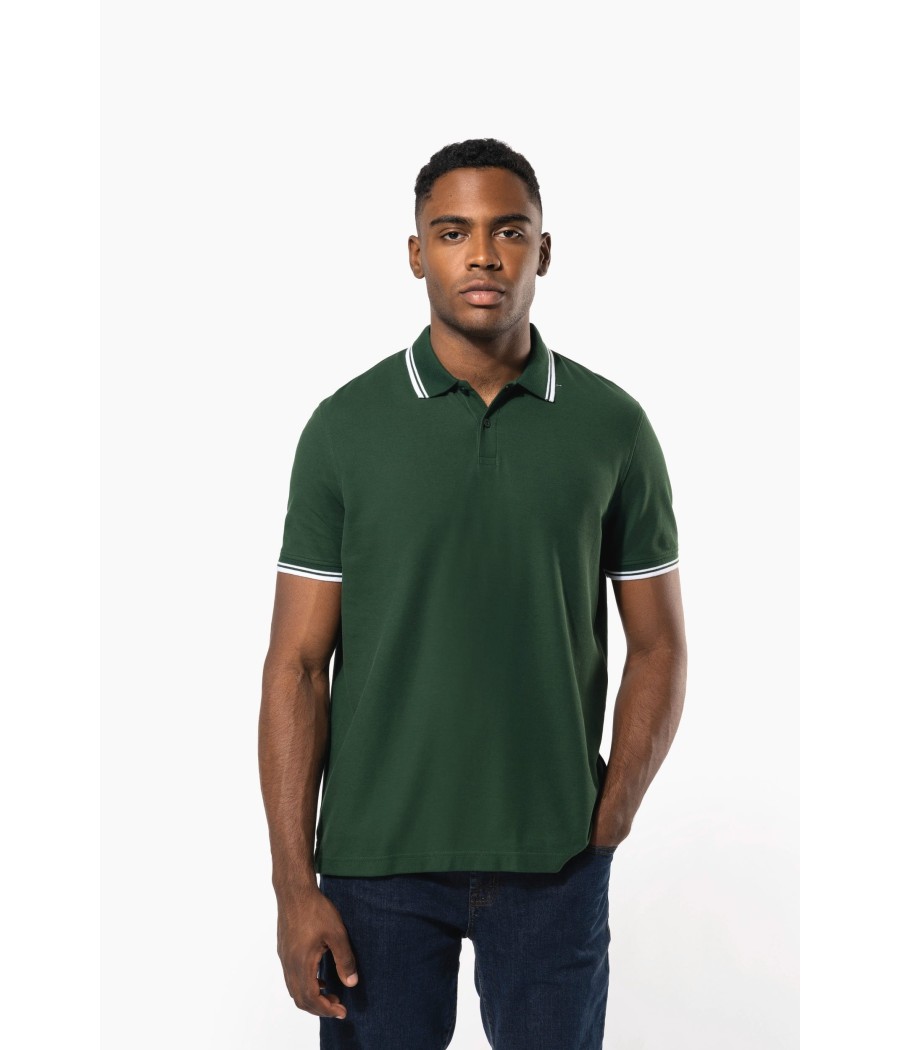 Polo homme manches courtes à liserés contrastés