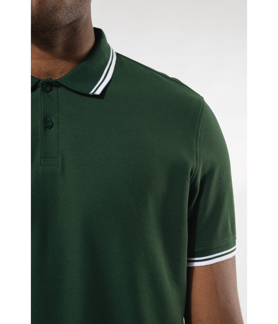Polo homme manches courtes à liserés contrastés