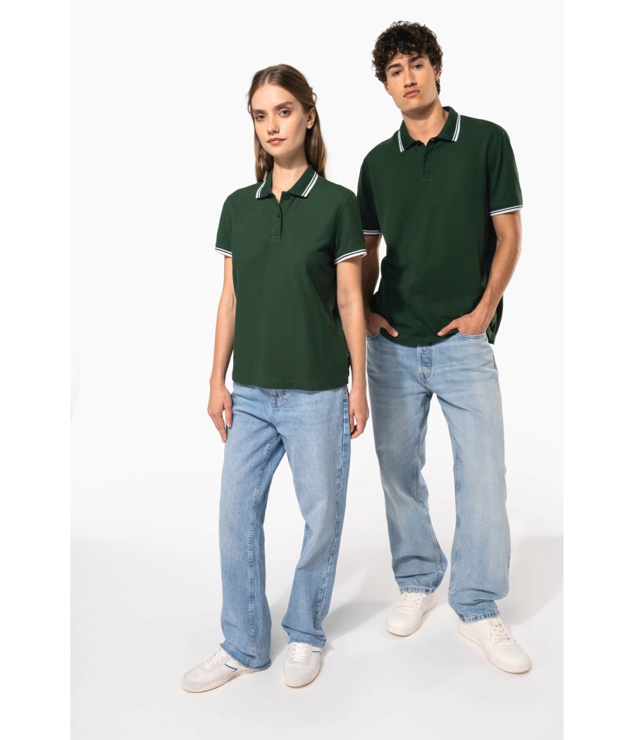 Polo homme manches courtes à liserés contrastés