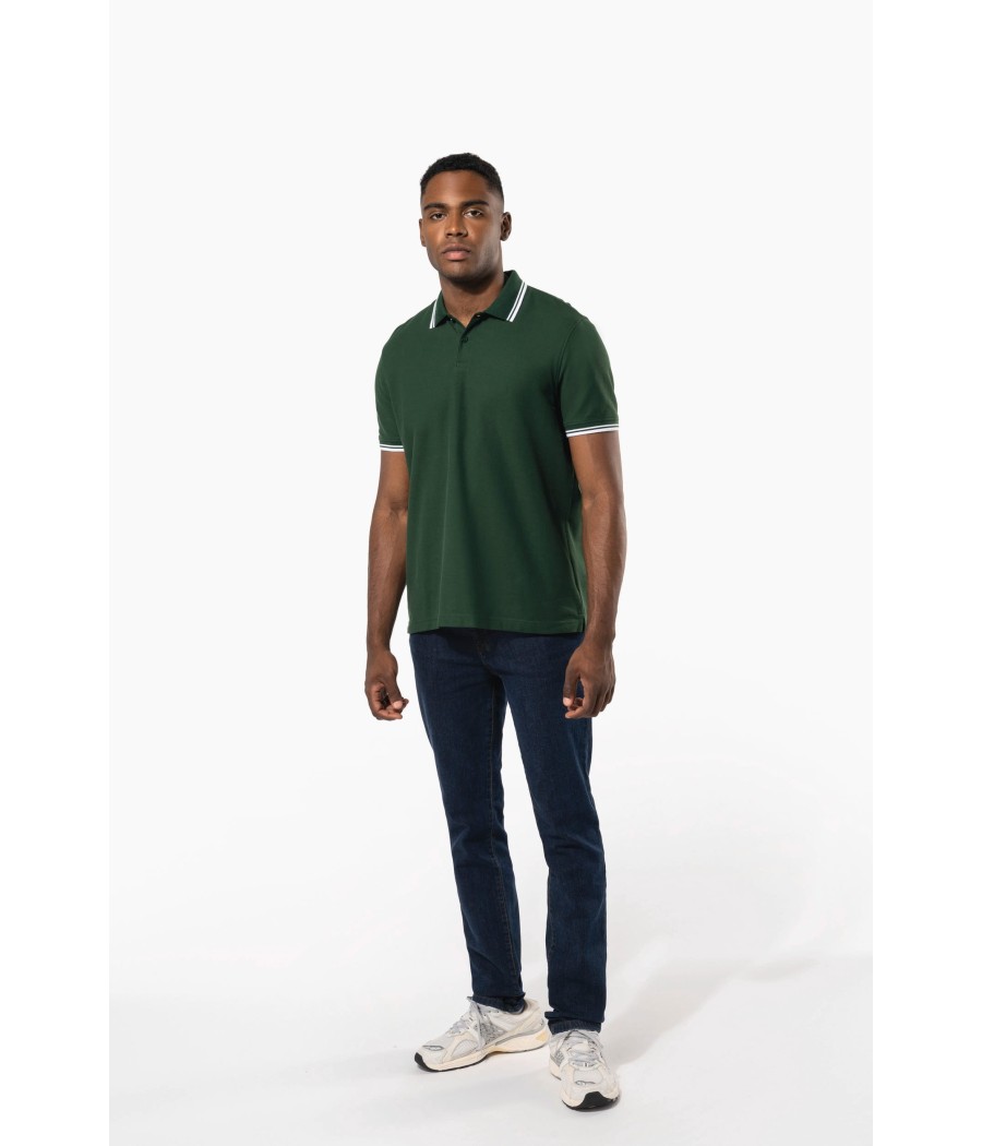 Polo homme manches courtes à liserés contrastés
