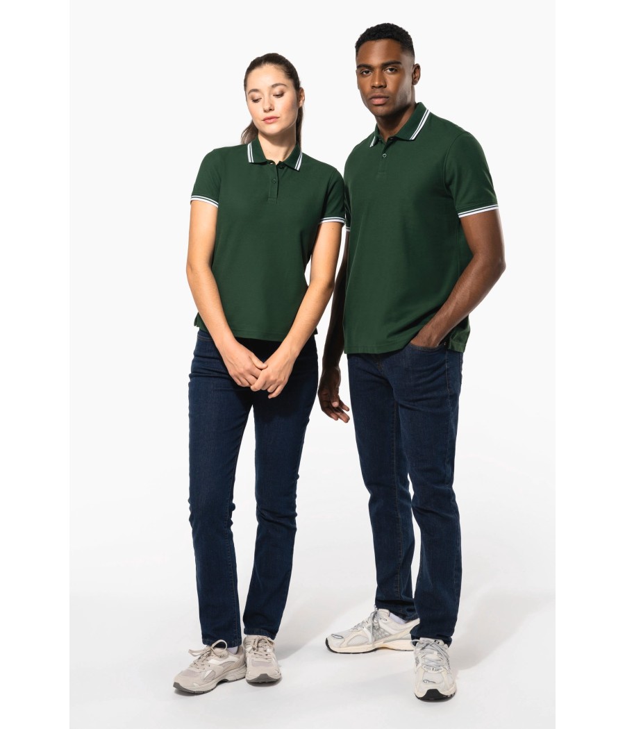 Polo homme manches courtes à liserés contrastés