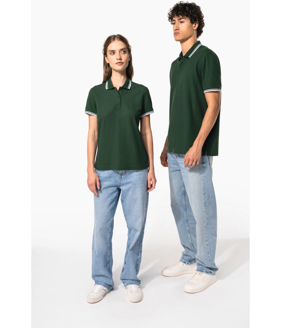 Polo homme manches courtes à liserés contrastés