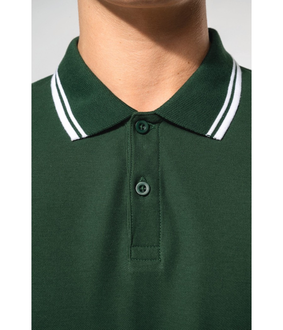 Polo homme manches courtes à liserés contrastés