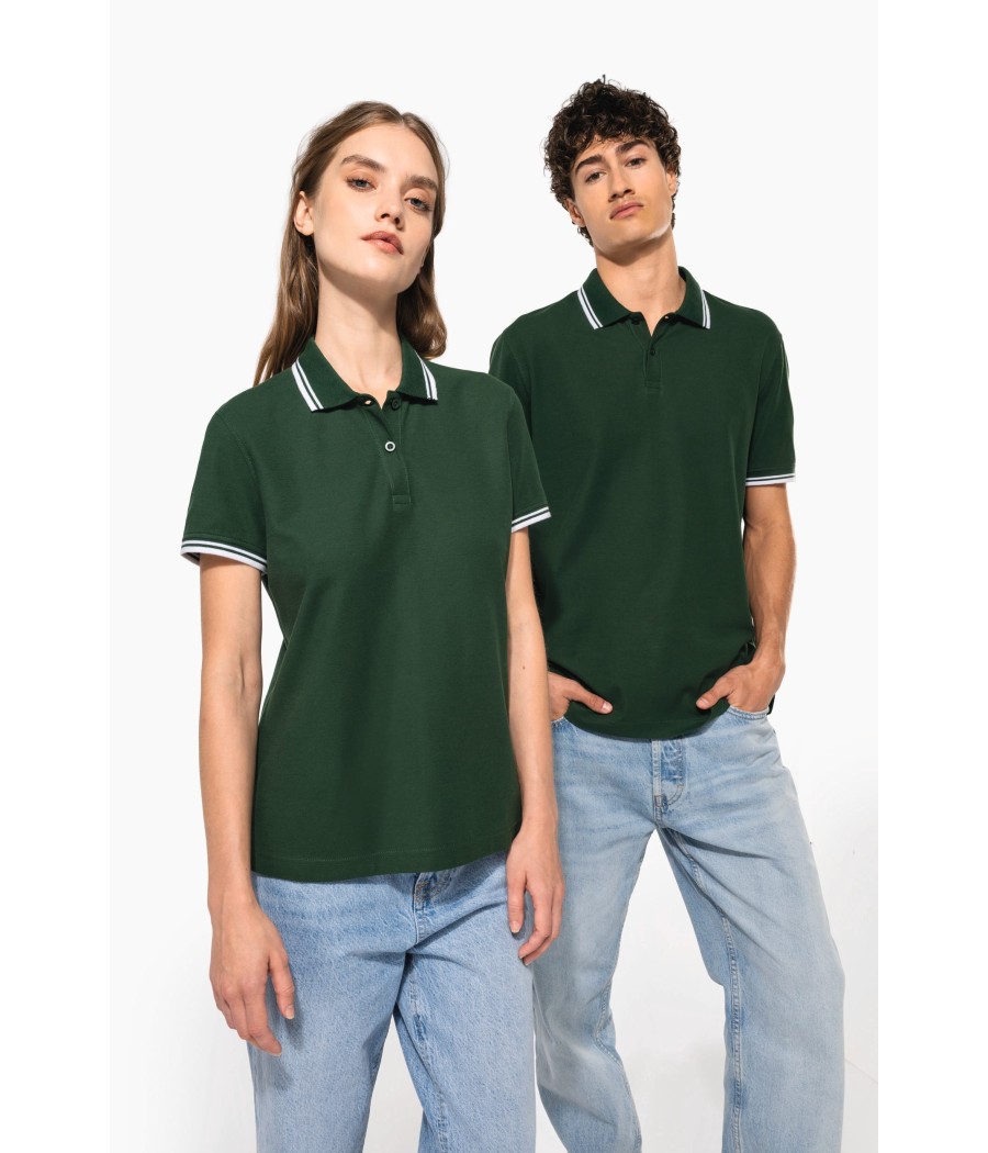 Polo femme manches courtes à liserés contrastés