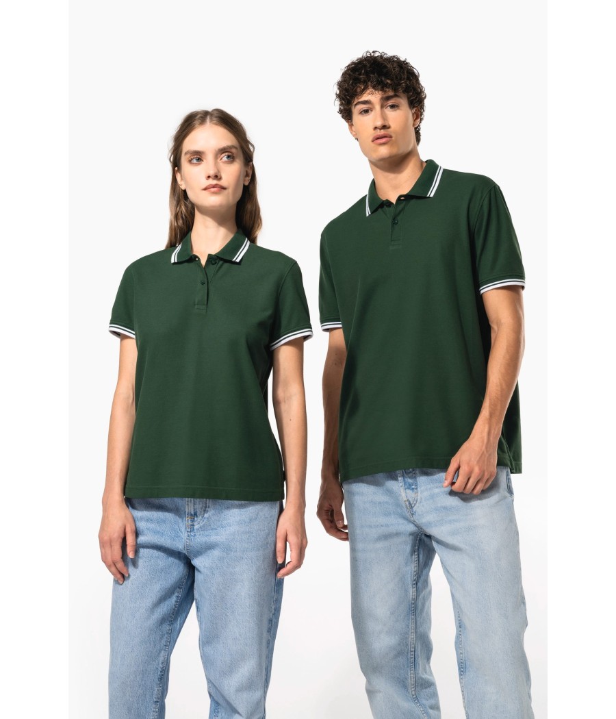 Polo femme manches courtes à liserés contrastés