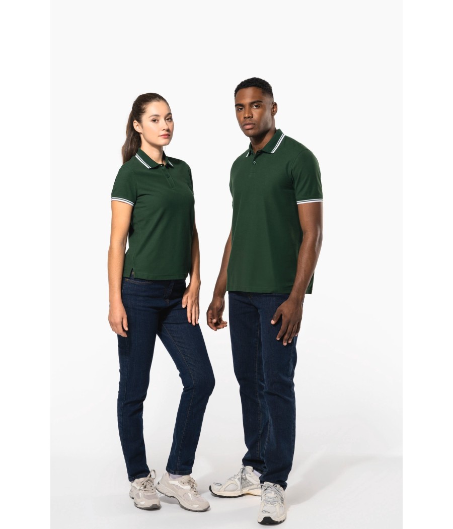 Polo femme manches courtes à liserés contrastés