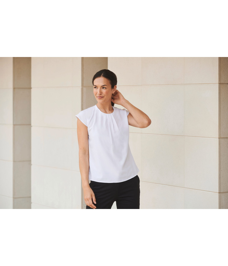 Top col plissé femme