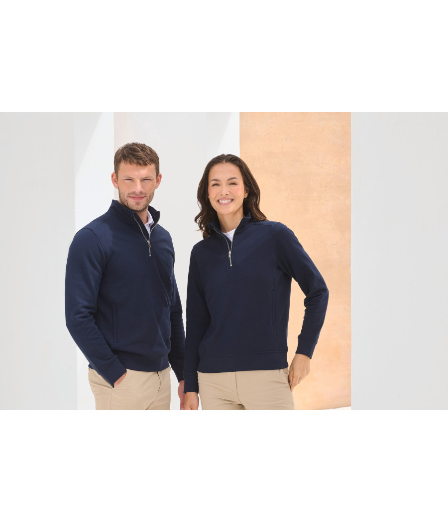 Sweat-shirt col zippé unisexe