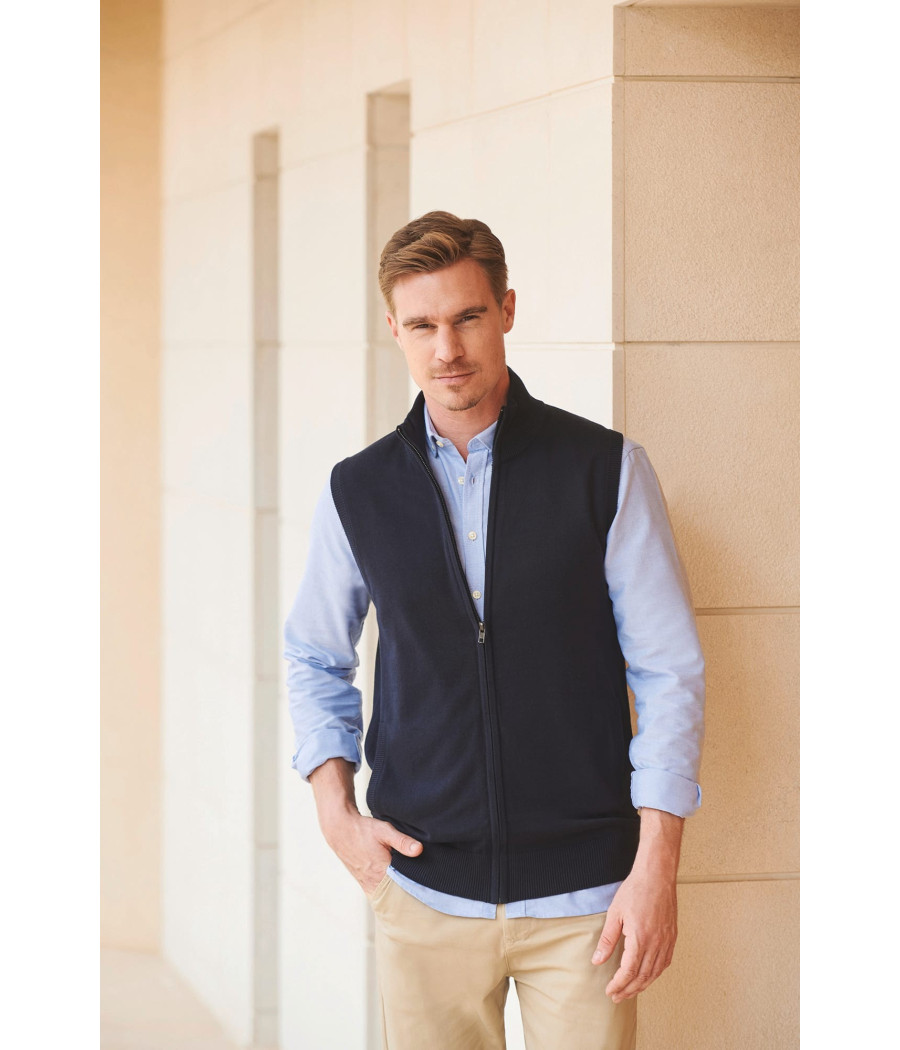 Pull zippé sans manches pour homme
