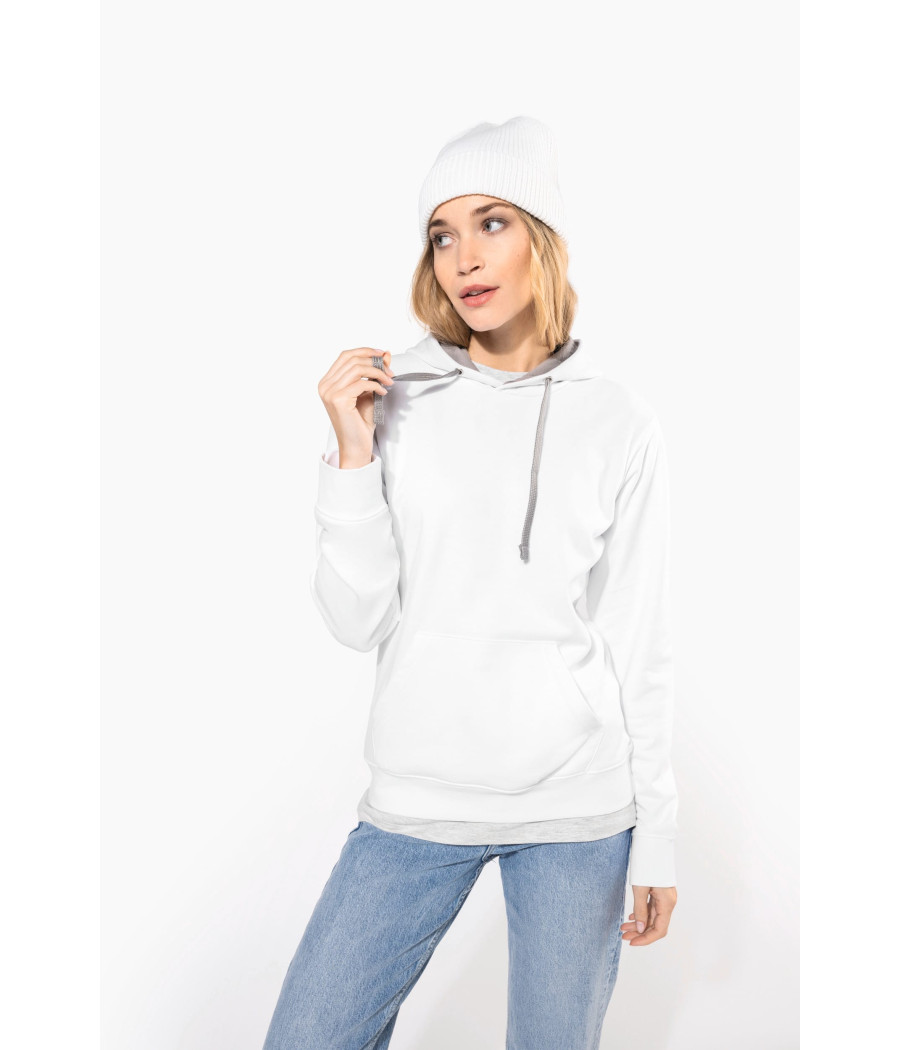 Sweat-shirt capuche contrastée femme