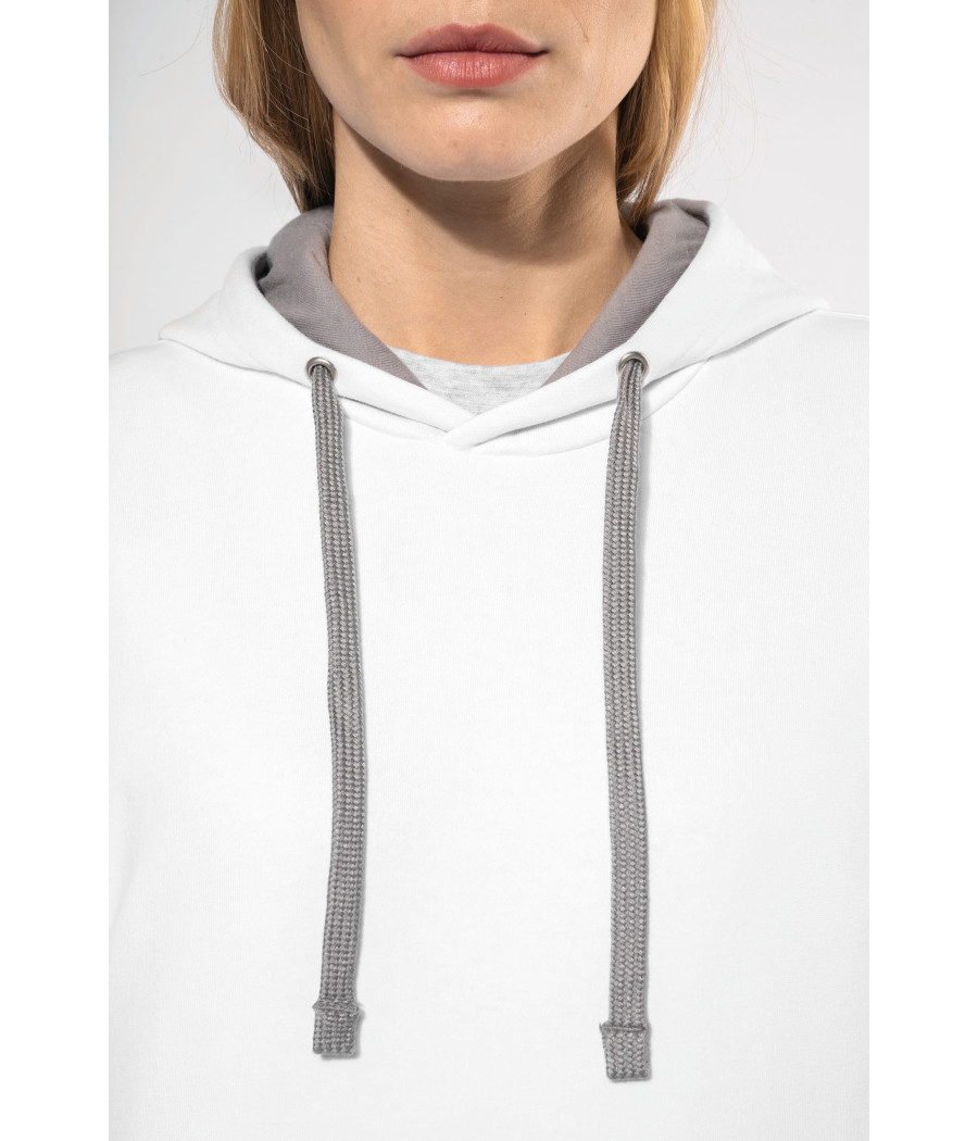 Sweat-shirt capuche contrastée femme