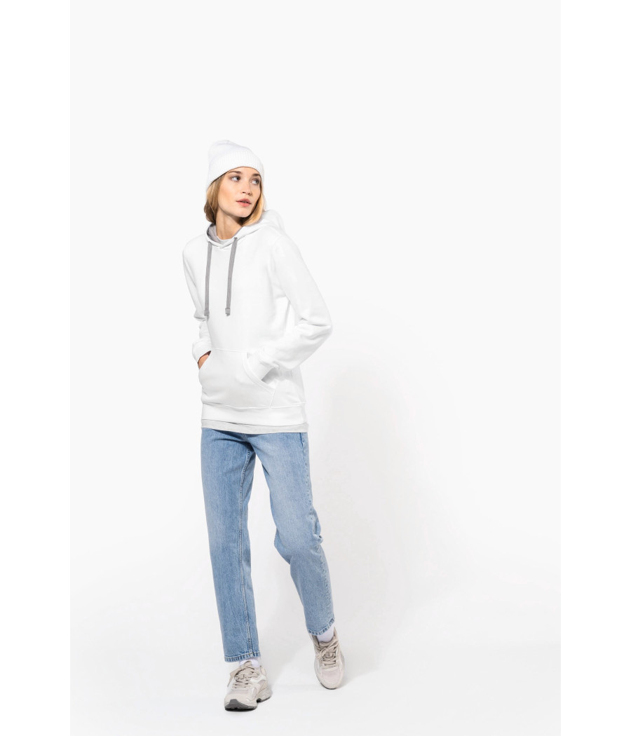 Sweat-shirt capuche contrastée femme