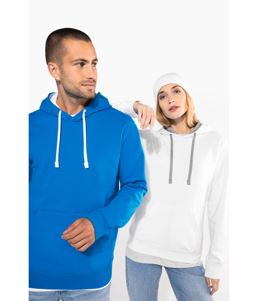 Sweat-shirt capuche contrastée femme