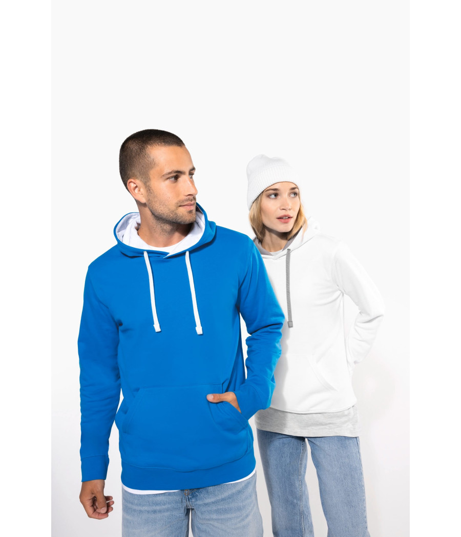 Sweat-shirt capuche contrastée femme