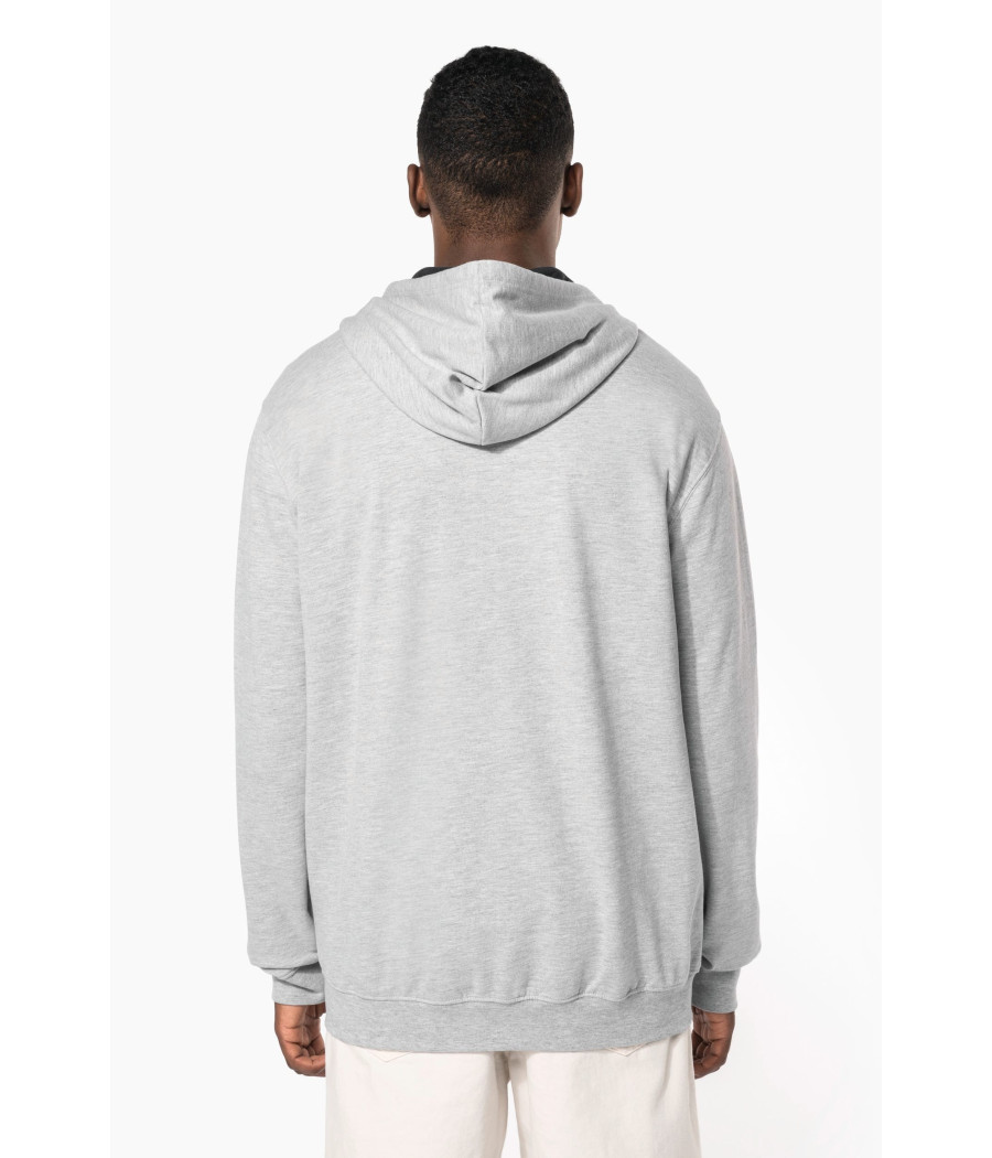 Sweat-shirt zippé capuche contrastée