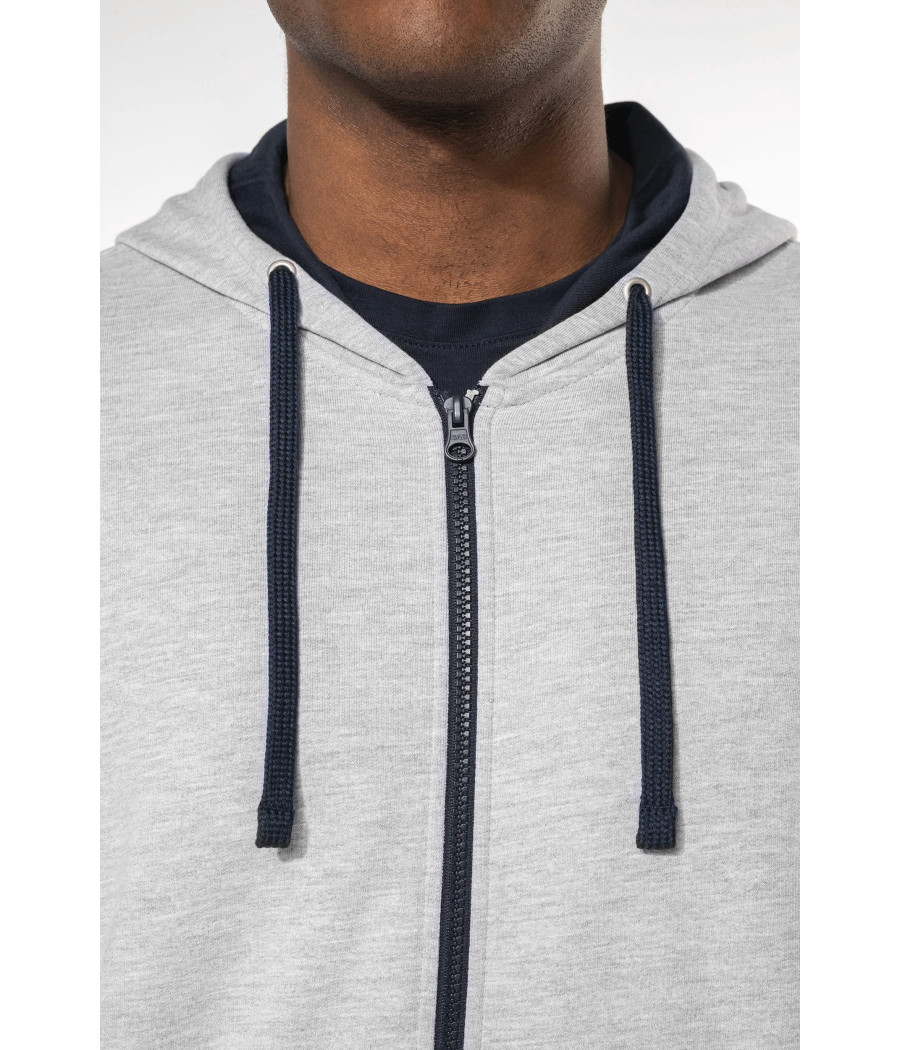 Sweat-shirt zippé capuche contrastée